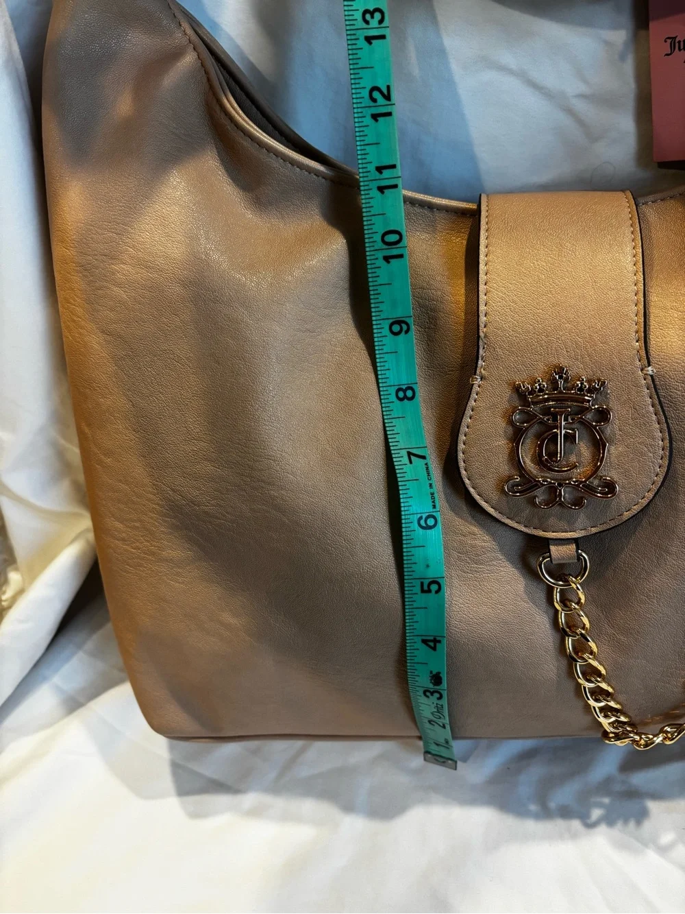 Juicy Couture Brown Shoulder Hobo Bag with Gold Chain Accent